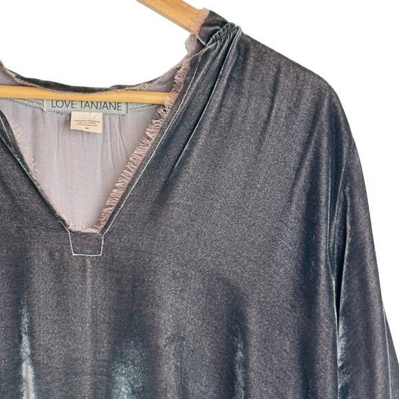 Love Tanjane Velvet Raw Hem Top M Gray Brown Slouchy Boho Handmade Ojai Ca - Picture 8 of 16